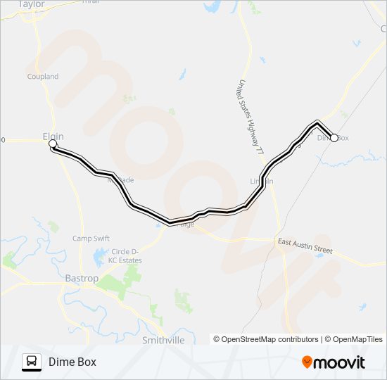 Mapa de DIME BOX - ELGIN de autobús