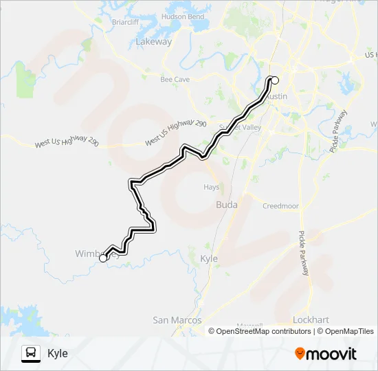 WIMBERLEY - KYLE Bus Line Map