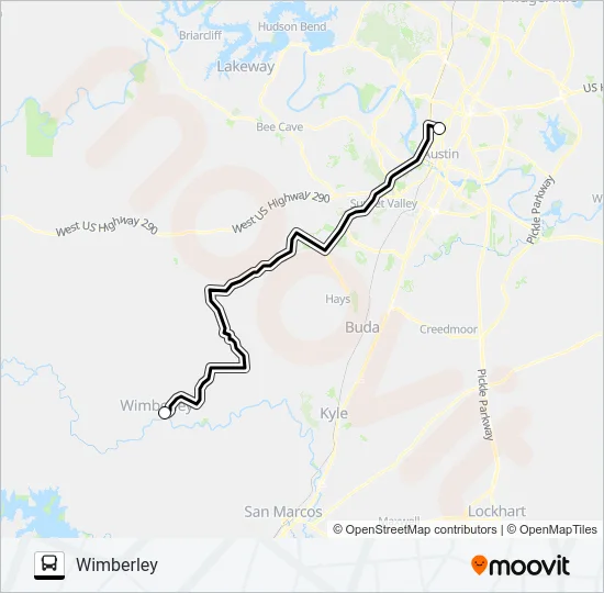 WIMBERLEY - KYLE Bus Line Map