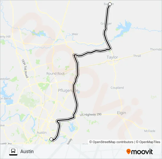 BARTLETT - AUSTIN Bus Line Map