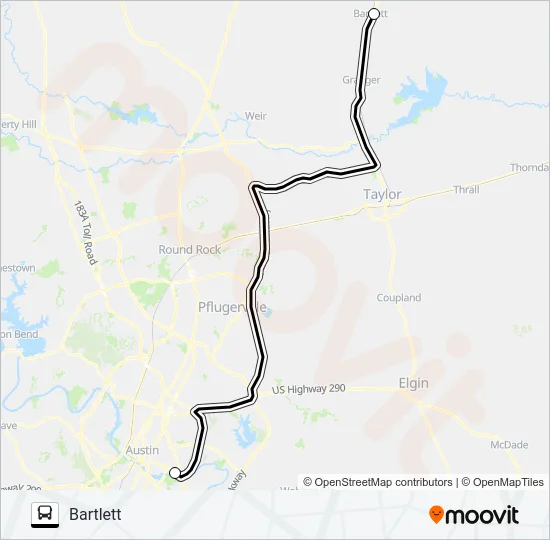 BARTLETT - AUSTIN Bus Line Map
