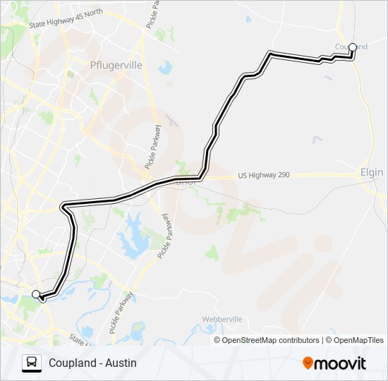 Mapa de COUPLAND - AUSTIN de autobús