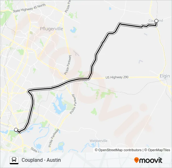 COUPLAND - AUSTIN Bus Line Map