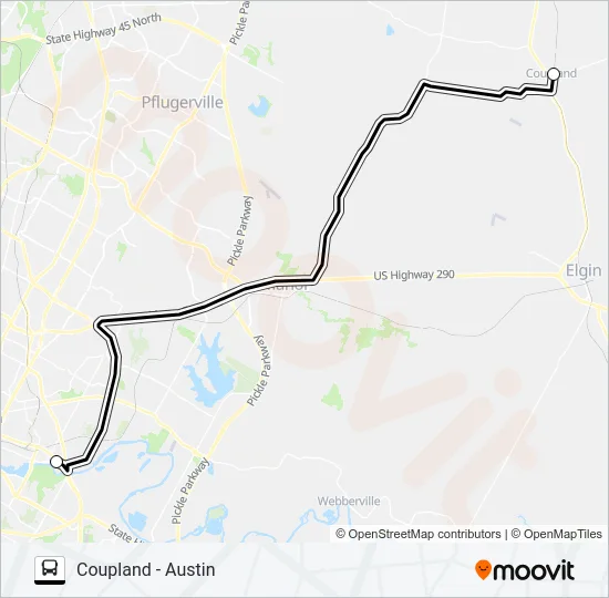COUPLAND - AUSTIN Bus Line Map