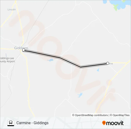 CARMINE - GIDDINGS Bus Line Map