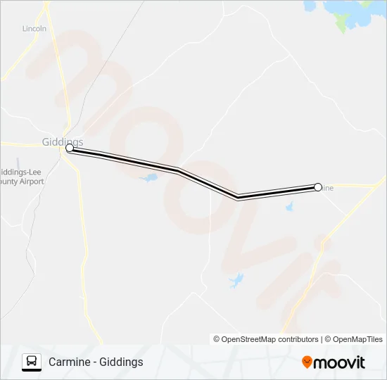 CARMINE - GIDDINGS Bus Line Map