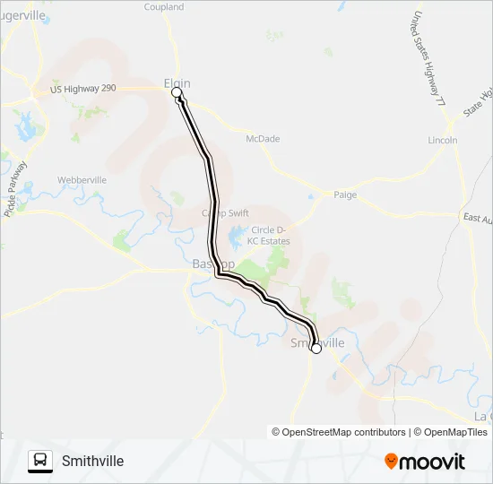 ELGIN - SMITHVILLE Bus Line Map