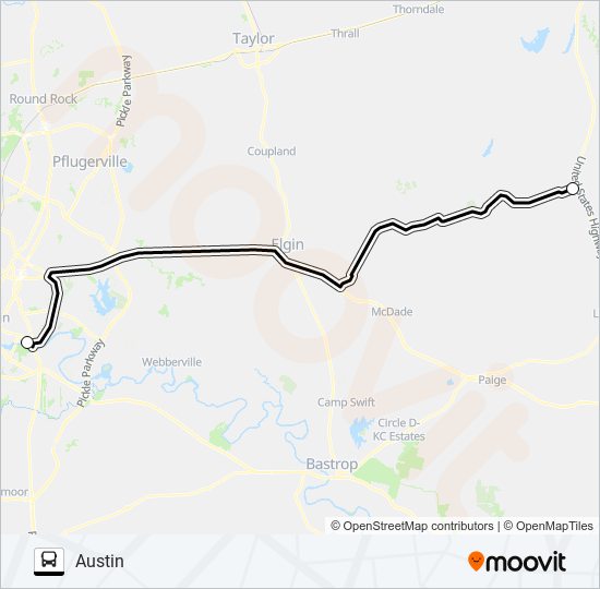 Mapa de LEXINGTON - AUSTIN de autobús