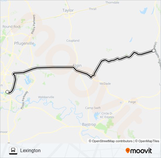 LEXINGTON - AUSTIN bus Line Map