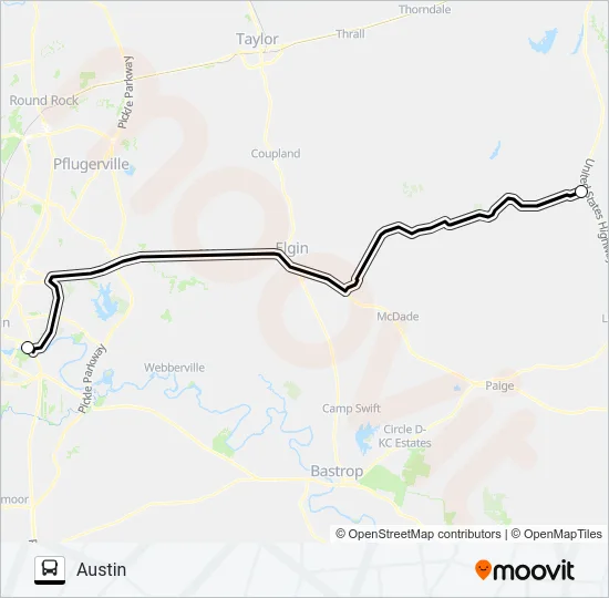 LEXINGTON - AUSTIN Bus Line Map