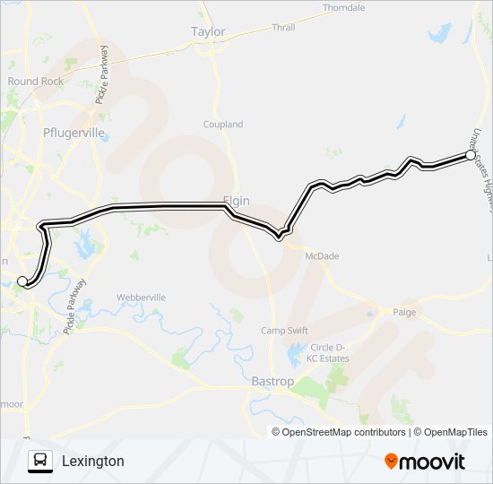 LEXINGTON - AUSTIN Bus Line Map