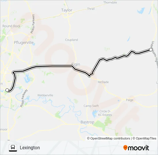 LEXINGTON - AUSTIN Bus Line Map
