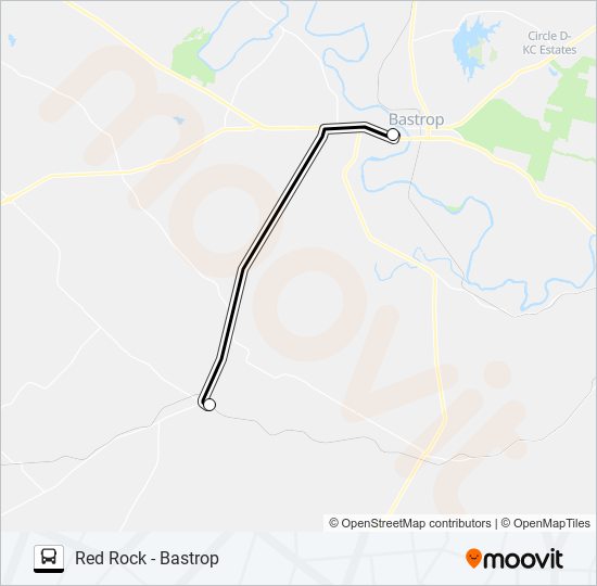 RED ROCK - BASTROP bus Line Map