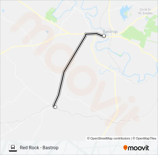 RED ROCK - BASTROP Bus Line Map