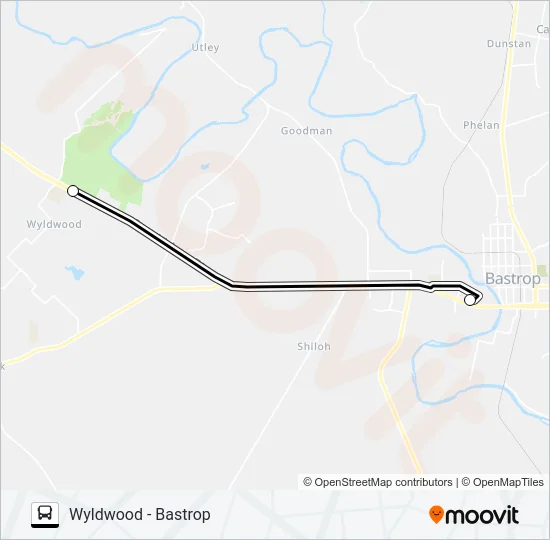 WYLDWOOD - BASTROP Bus Line Map