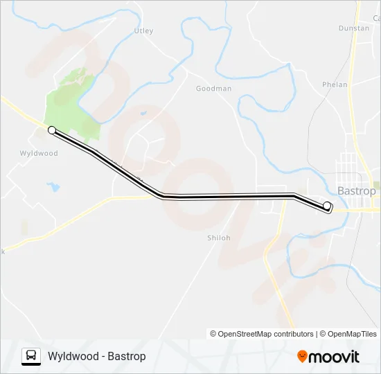 WYLDWOOD - BASTROP Bus Line Map
