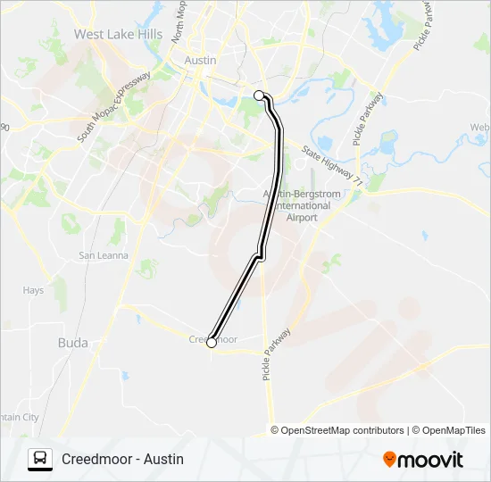 CREEDMOOR  - AUSTIN Bus Line Map