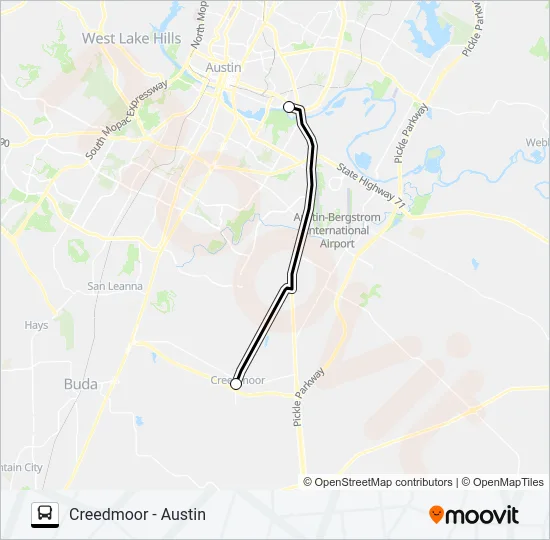 CREEDMOOR  - AUSTIN Bus Line Map