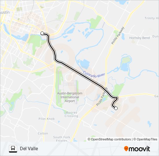 DEL VALLE -  AUSTIN bus Line Map