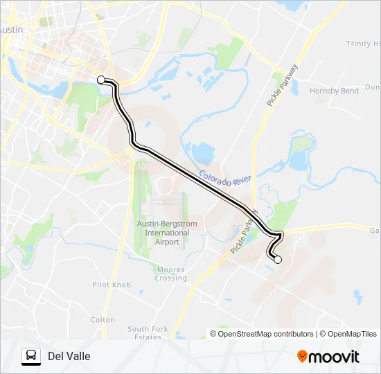 DEL VALLE -  AUSTIN Bus Line Map
