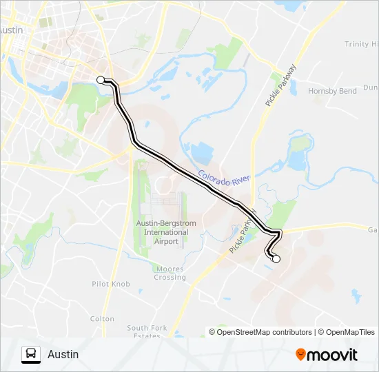 DEL VALLE -  AUSTIN Bus Line Map