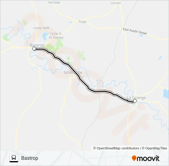 LA GRANGE - BASTROP Bus Line Map