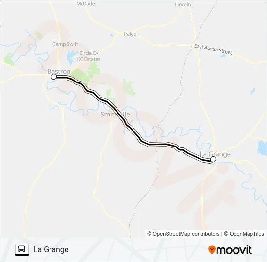 LA GRANGE - BASTROP Bus Line Map