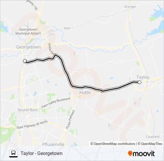 TAYLOR - GEORGETOWN bus Line Map