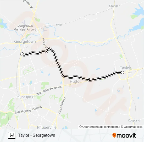 TAYLOR - GEORGETOWN Bus Line Map