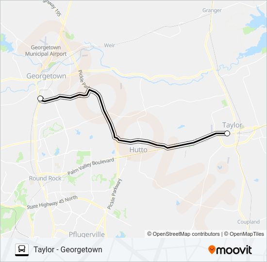 TAYLOR - GEORGETOWN Bus Line Map