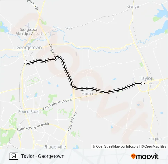 TAYLOR - GEORGETOWN Bus Line Map