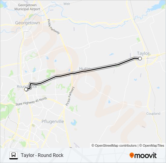 TAYLOR - ROUND ROCK bus Line Map