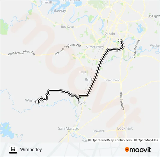 WIMBERLEY -  AUSTIN Bus Line Map