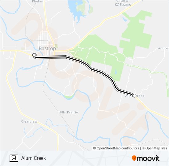 ALUM CREEK - BASTROP bus Line Map