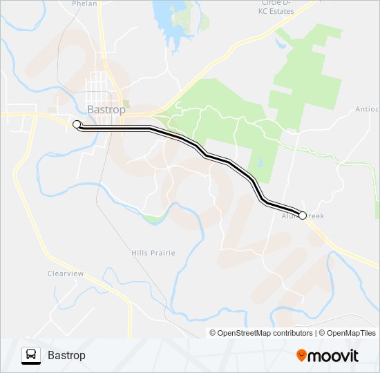 ALUM CREEK - BASTROP bus Line Map