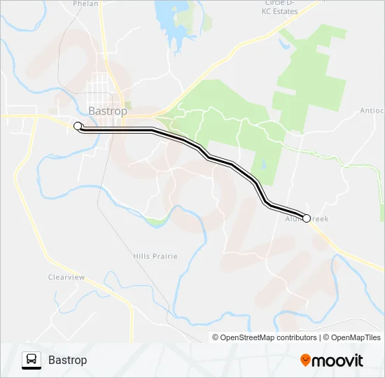 ALUM CREEK - BASTROP Bus Line Map