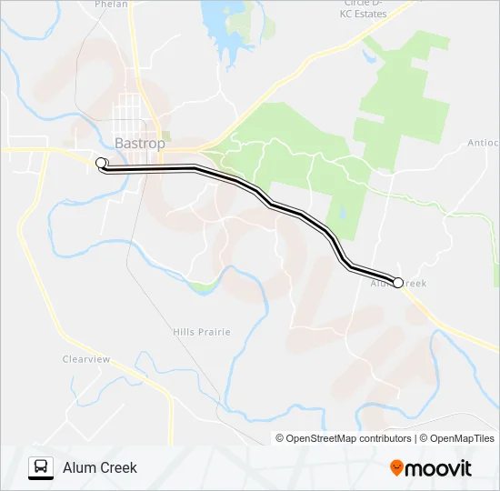 ALUM CREEK - BASTROP Bus Line Map