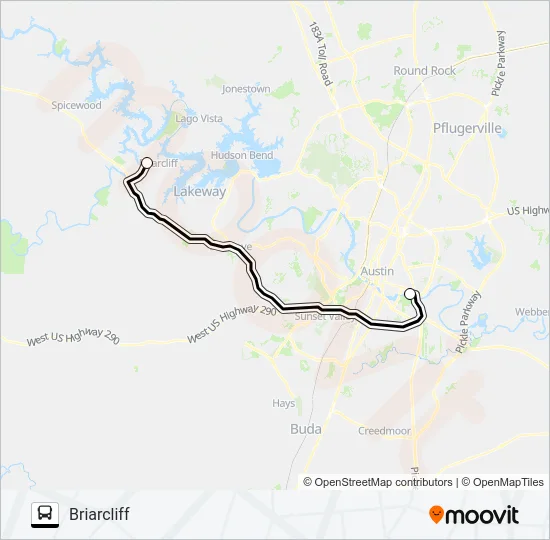 BRIARCLIFF -  AUSTIN Bus Line Map