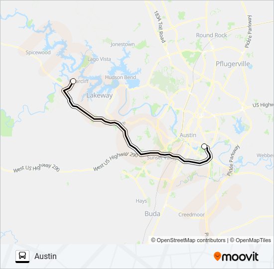 BRIARCLIFF -  AUSTIN bus Line Map