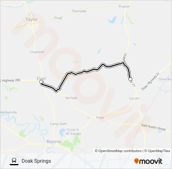DOAK SPRINGS - ELGIN Bus Line Map