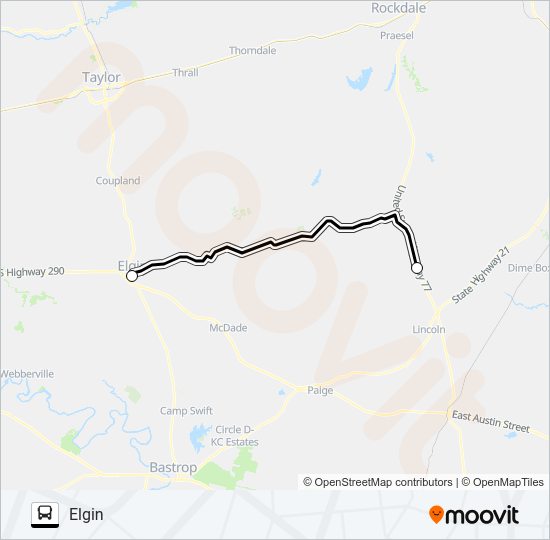 DOAK SPRINGS - ELGIN Bus Line Map