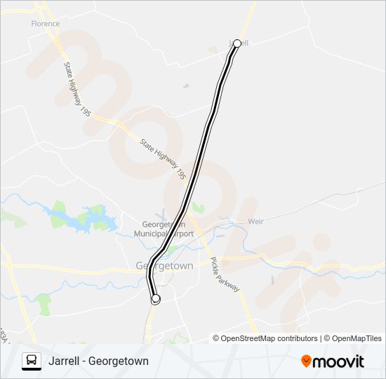 JARRELL - GEORGETOWN Bus Line Map