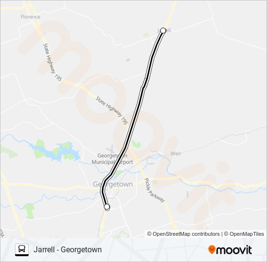 JARRELL - GEORGETOWN bus Line Map