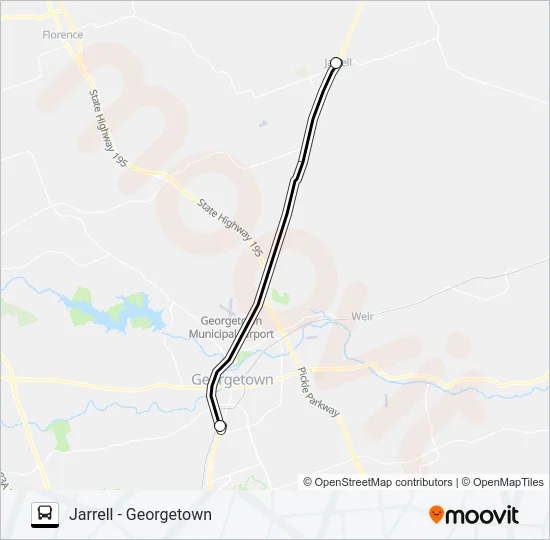 JARRELL - GEORGETOWN Bus Line Map