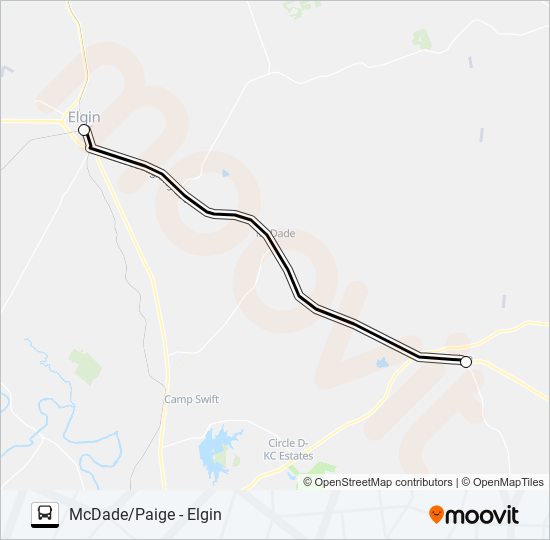 MCDADE/PAIGE - ELGIN bus Line Map