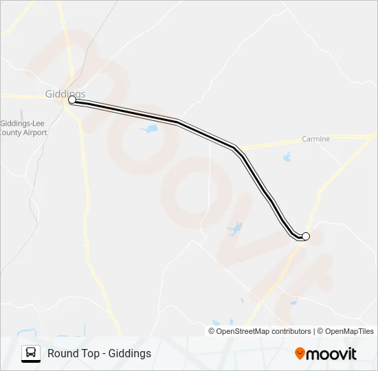 ROUND TOP - GIDDINGS Bus Line Map
