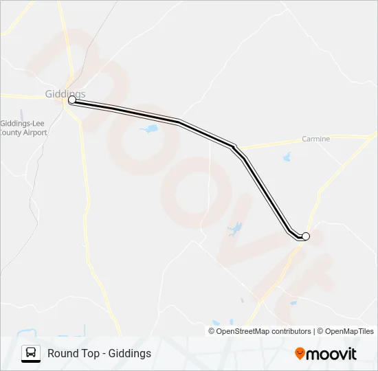 ROUND TOP - GIDDINGS Bus Line Map