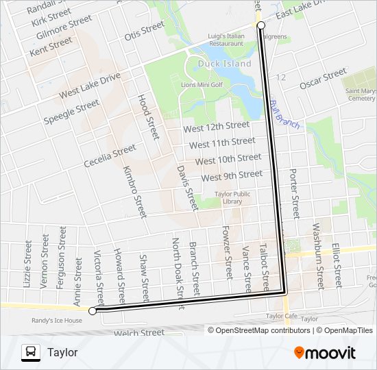 Mapa de TAYLOR LOCAL SERVICE de autobús