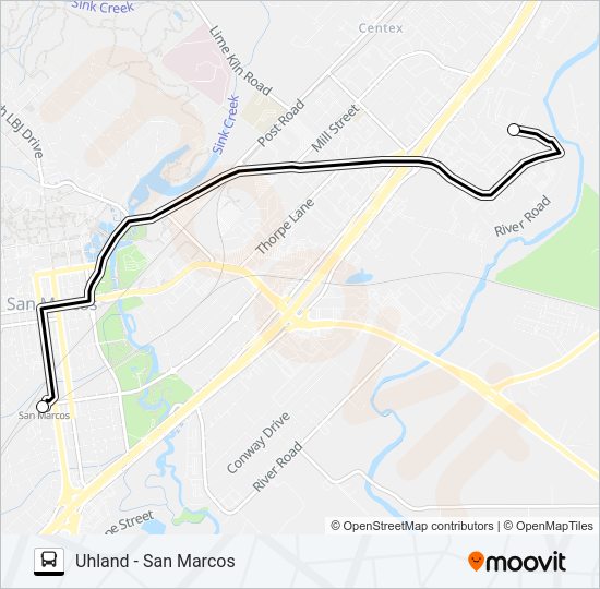 UHLAND  - SAN MARCOS Bus Line Map