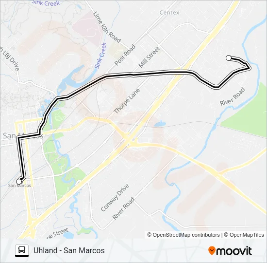 UHLAND  - SAN MARCOS Bus Line Map